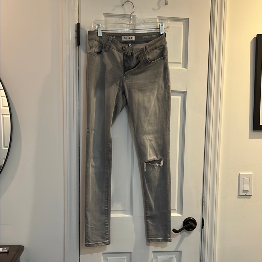 DL1961 Faded Gray Ripped Jeans